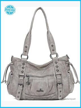 Multi Pocket Retro Hobo Handbag Satchel Tote Shoulder Bag Vegan Leather Work